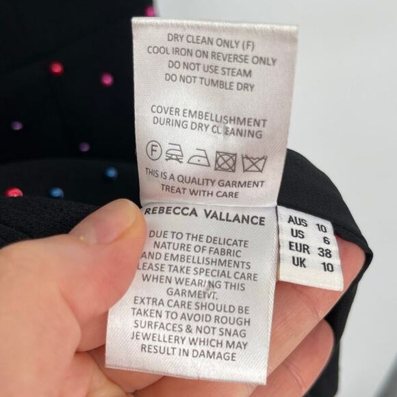 Rebecca Vallance Black Pollock Pearl Embellished Strapless Mini Dress size US 6 - Picture 10 of 11